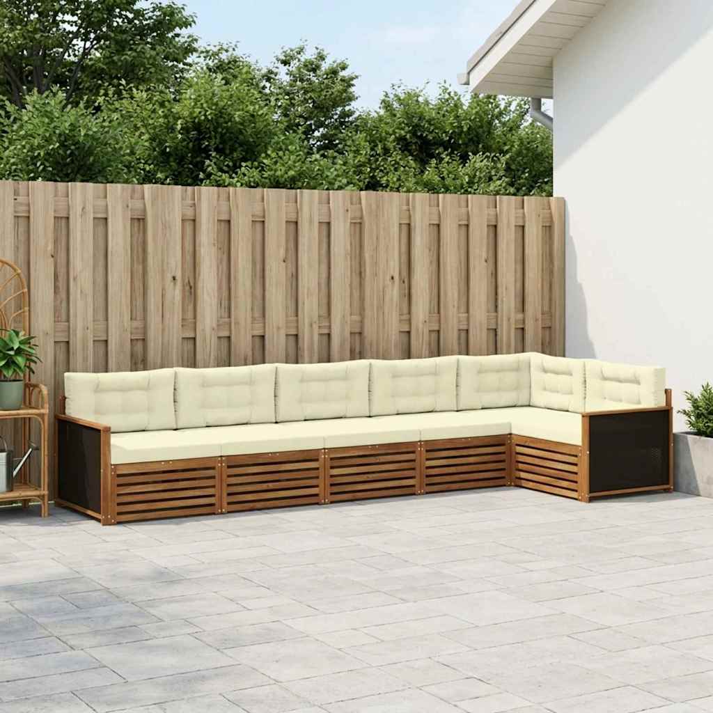 Outdoor-Sofagarnitur 6 stk. Natur und Creme Polyester