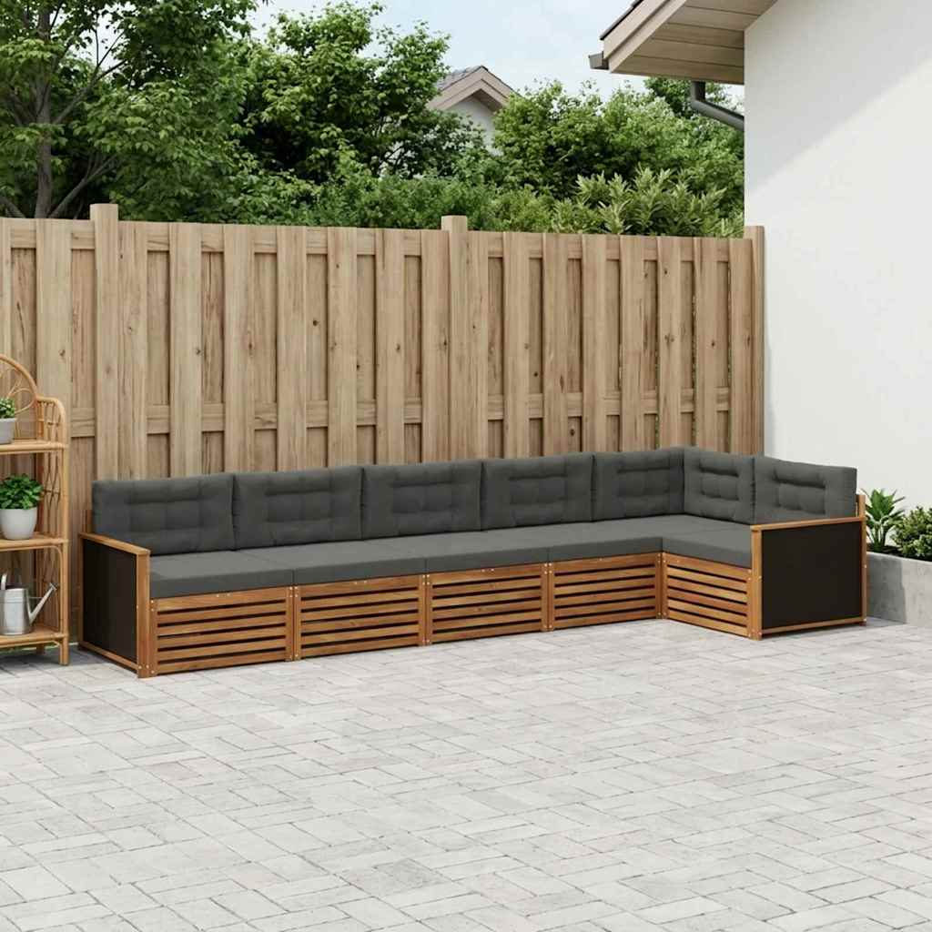 Outdoor-Sofagarnitur 6 stk. Natur und Anthrazit Polyester