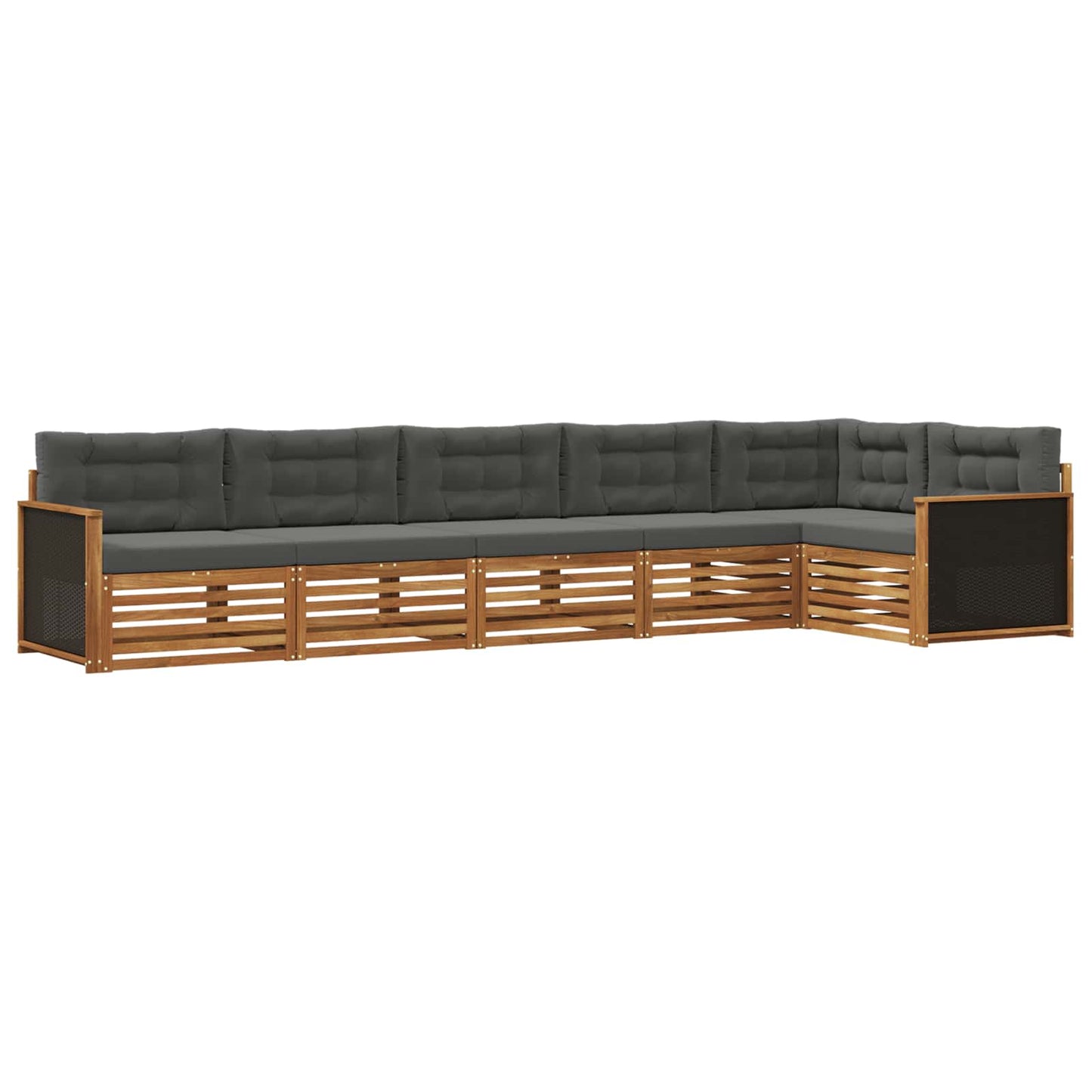 Outdoor-Sofagarnitur 6 stk. Natur und Anthrazit Polyester