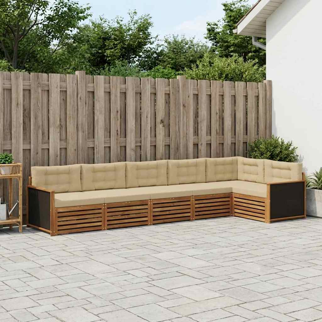 Outdoor-Sofagarnitur 6 pcs Natur und Beige 406 x 168,5 x 73 cm