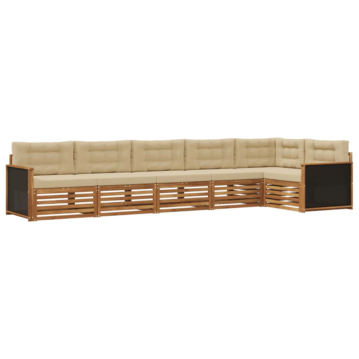 Outdoor-Sofagarnitur 6 pcs Natur und Beige 406 x 168,5 x 73 cm