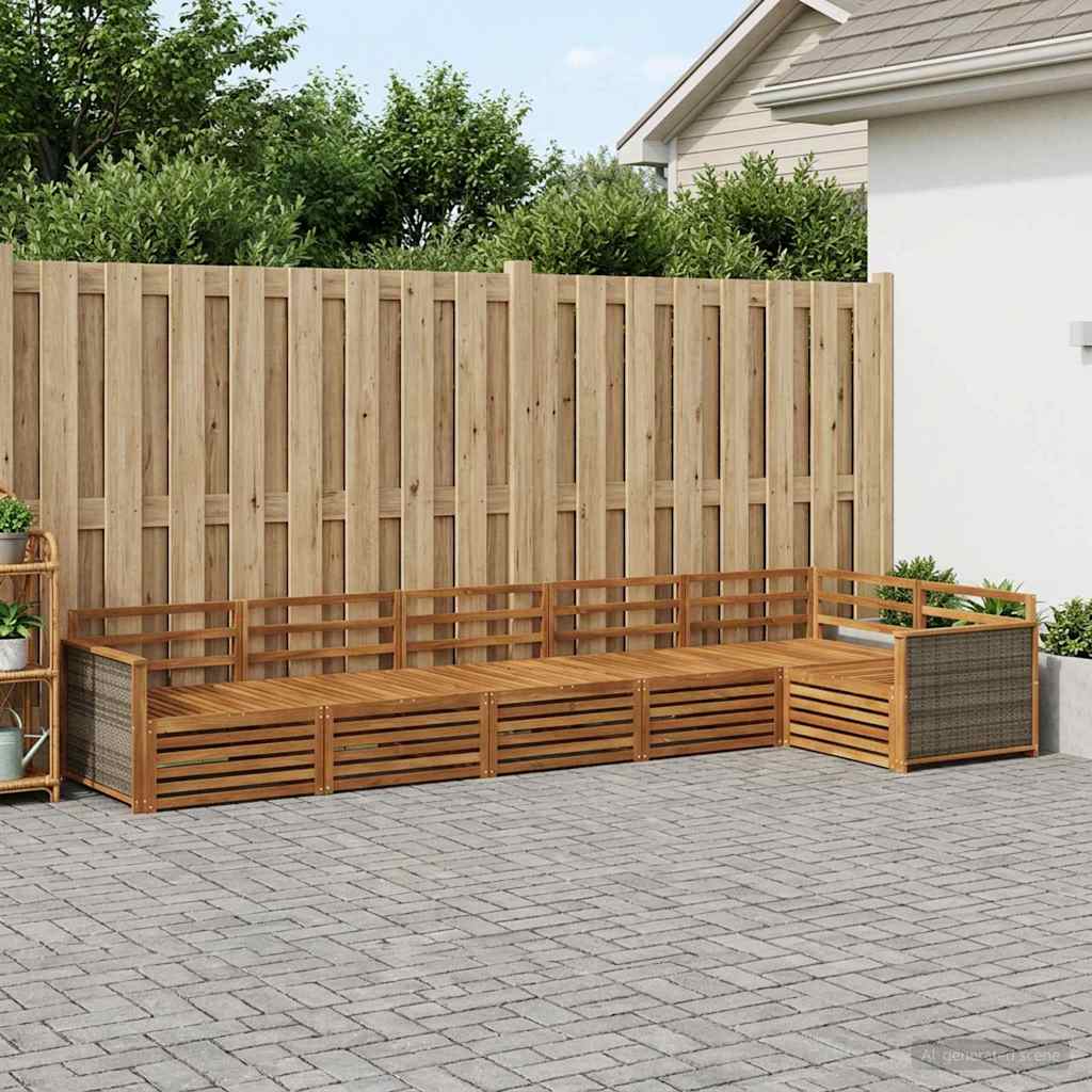 Outdoor-Sofagarnitur 6 pcs Natur Massivholz Akazie