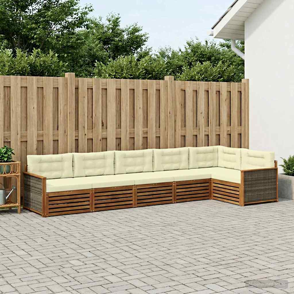 Outdoor-Sofagarnitur 6 stk. Natur und Creme