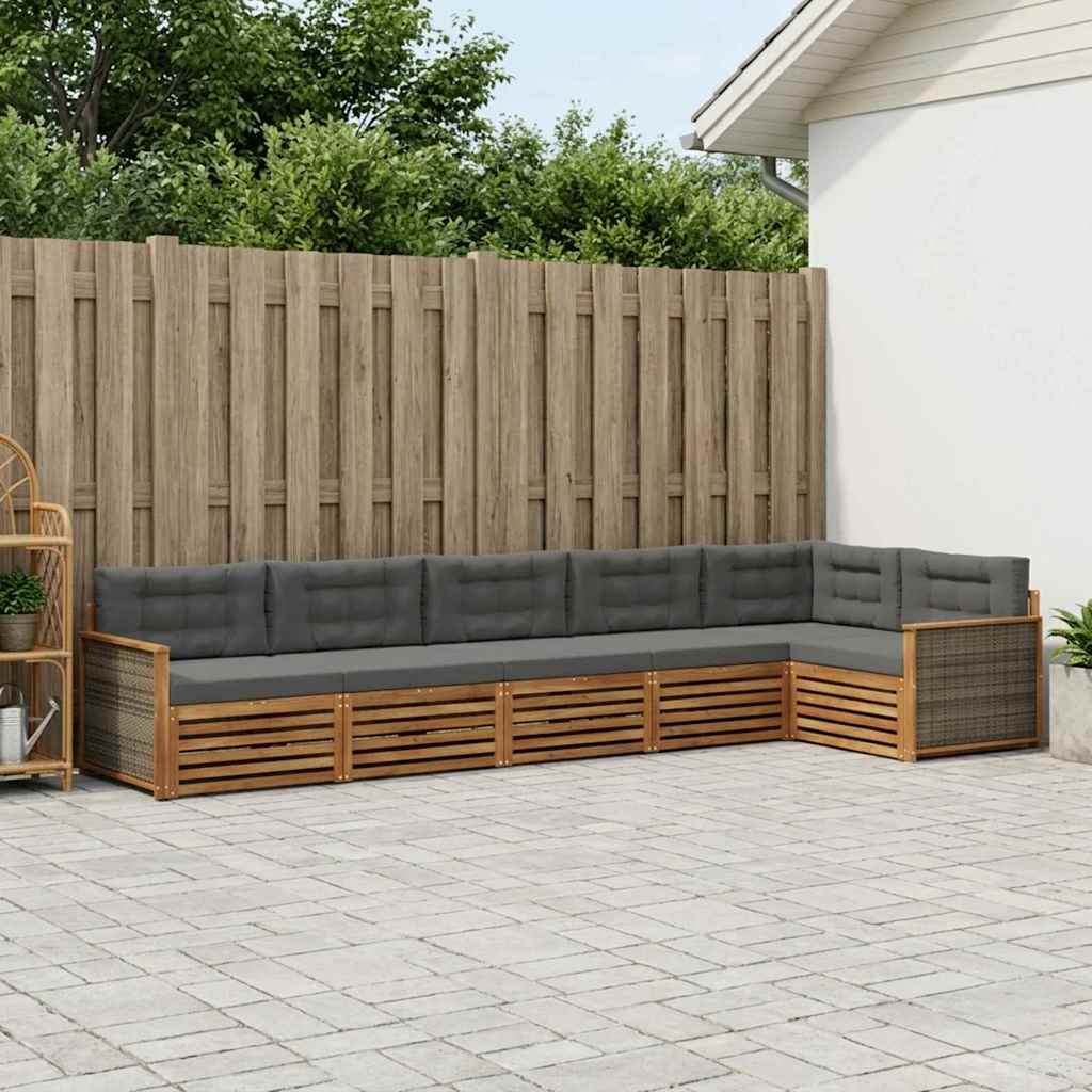 Outdoor-Sofagarnitur 6 stk. Natur und Anthrazit