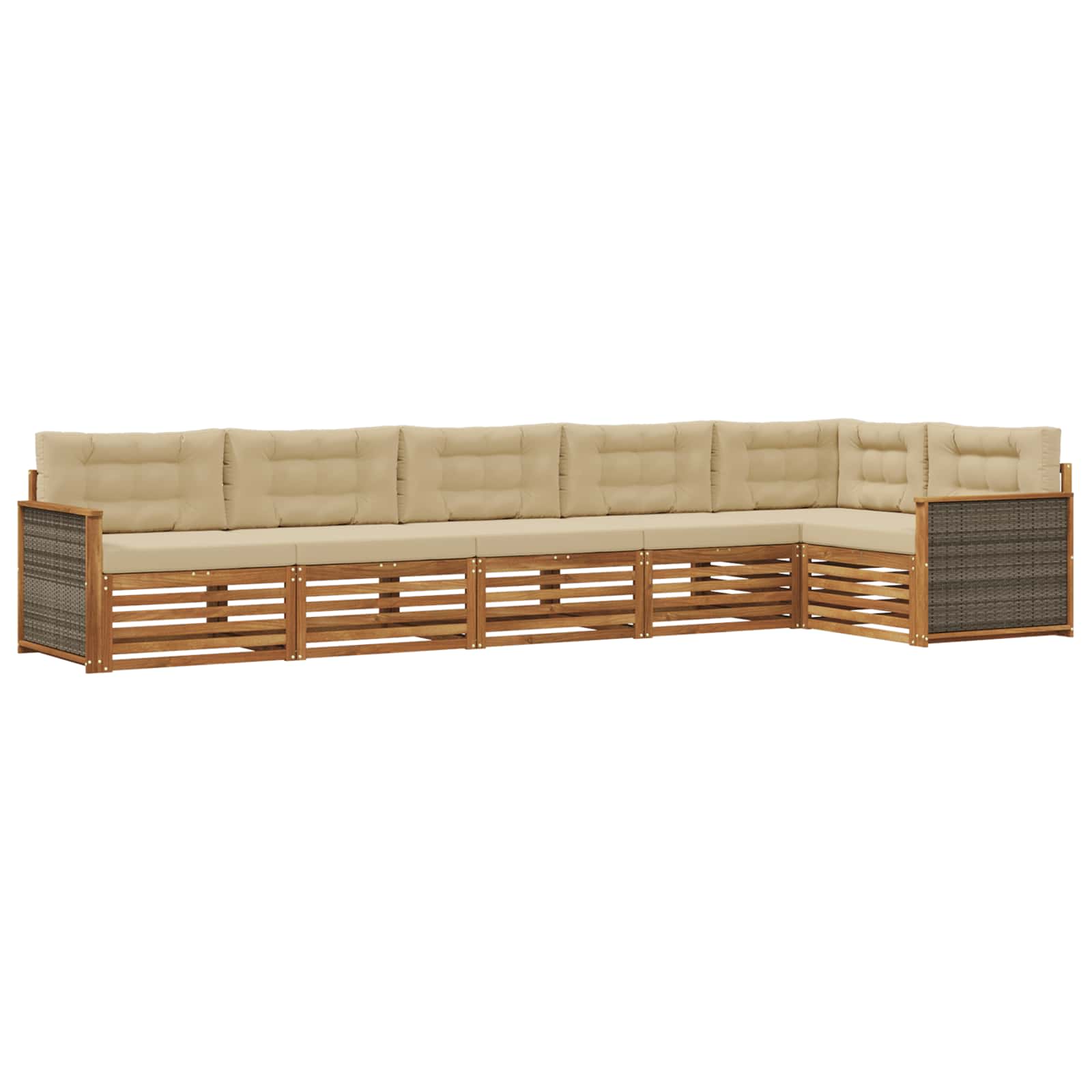 Outdoor-Sofagarnitur mit Kissen 6 pcs Natur und Beige