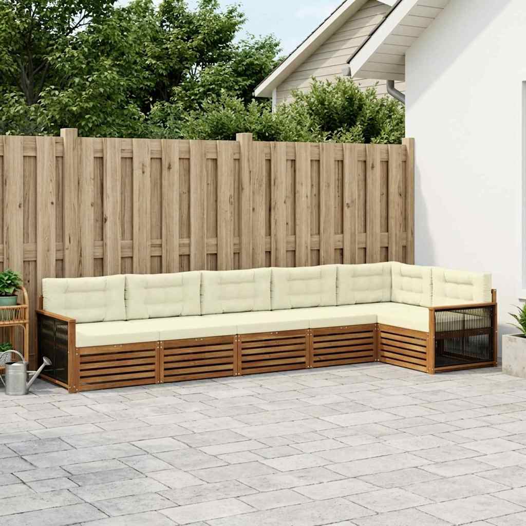 Outdoor-Sofagarnitur 6 stk. Natur und Creme