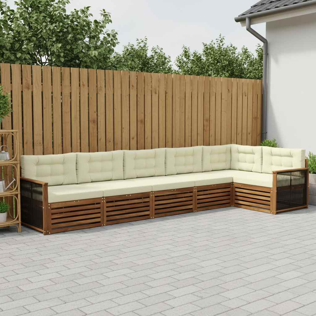 Outdoor-Sofagarnitur mit Kissen 6 pcs Natur und Creme