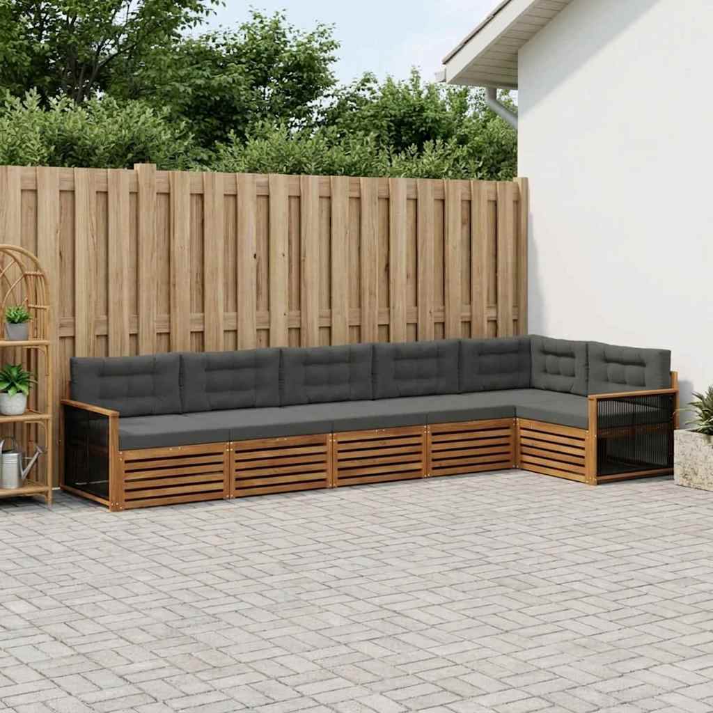 Outdoor-Sofagarnitur 6 stk. Natur und Anthrazit