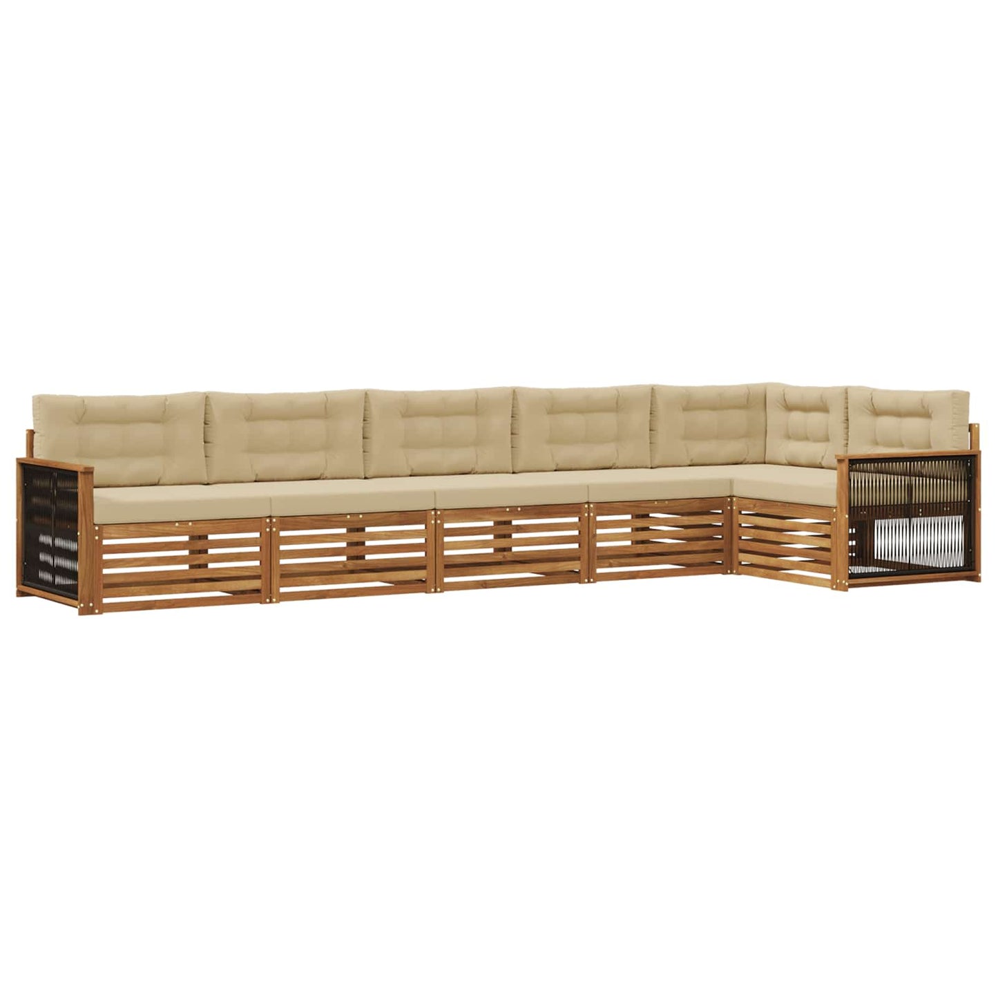 Outdoor-Sofagarnitur mit Kissen 6 pcs Natur und Beige