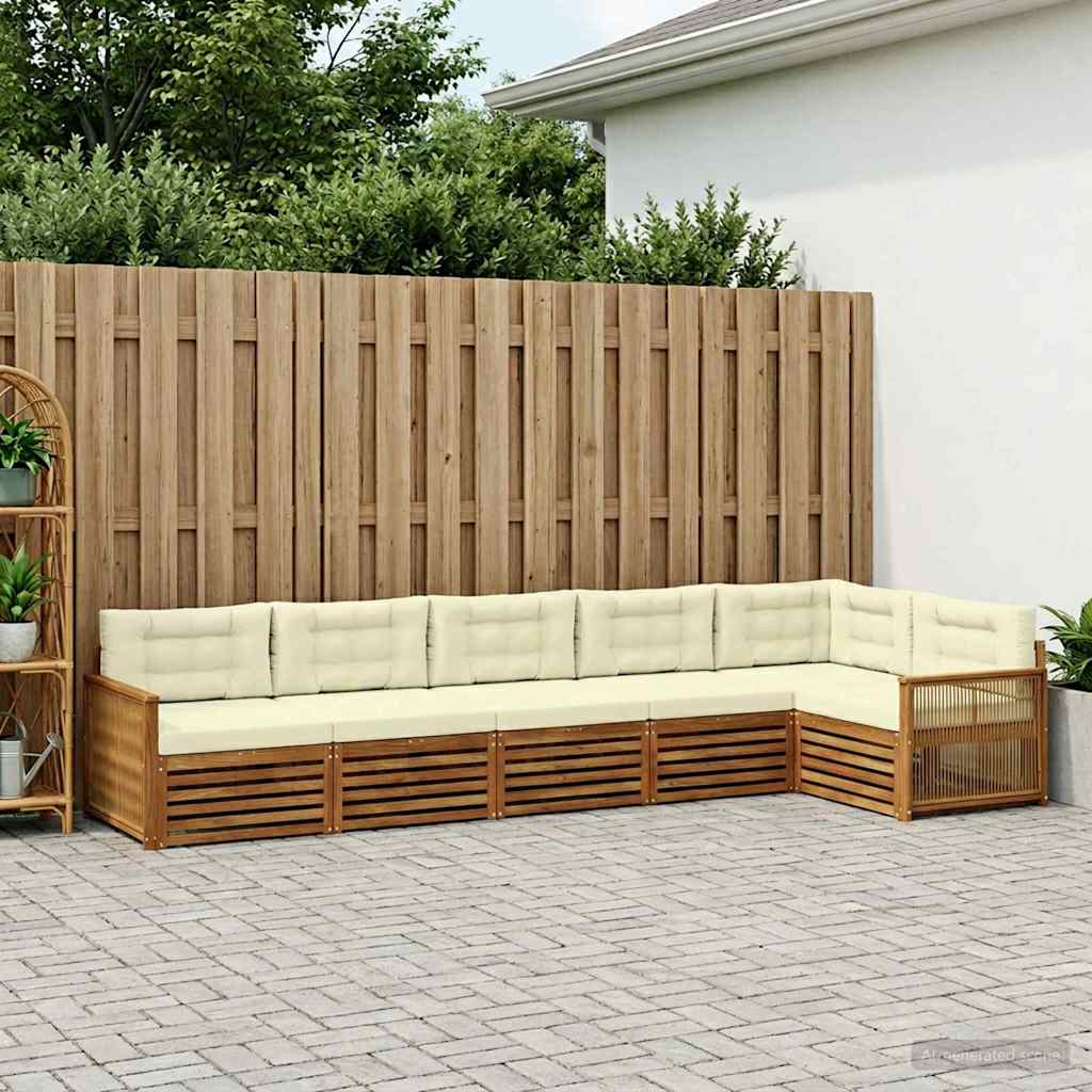 Outdoor-Sofagarnitur 6 stk. Natur und Creme