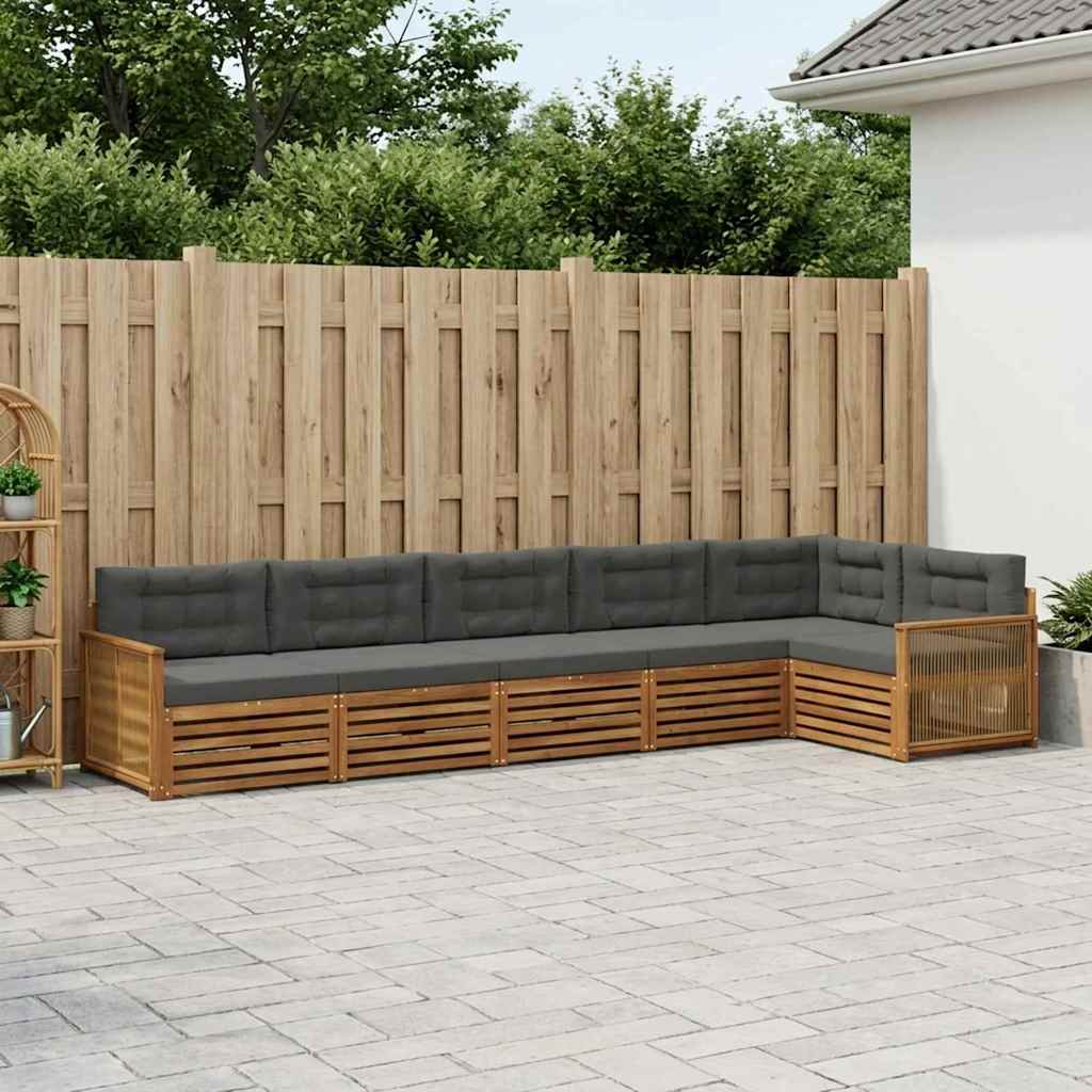 Outdoor-Sofagarnitur 6 stk. Natur und Anthrazit