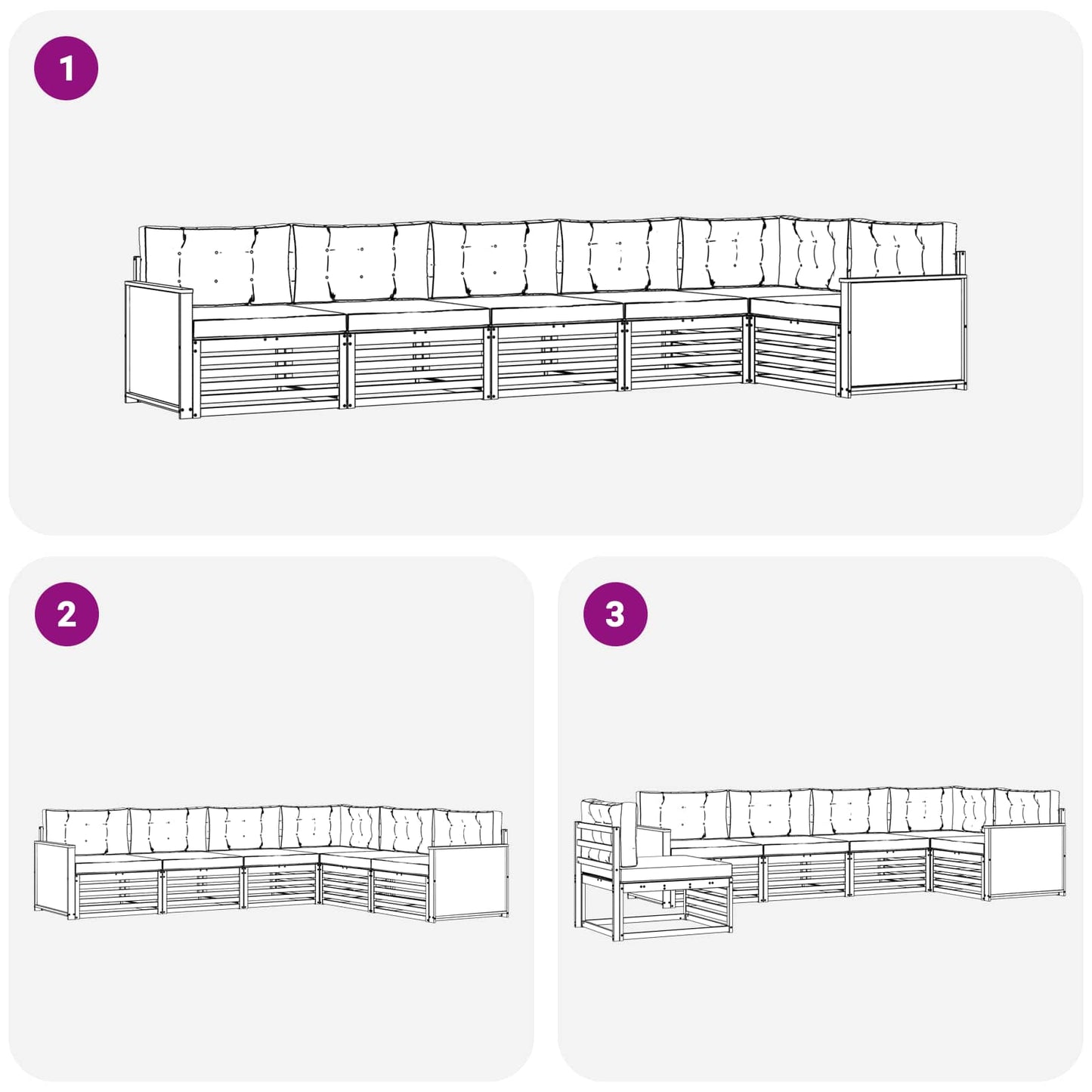 Outdoor-Sofagarnitur 6 stk. Natur und Anthrazit