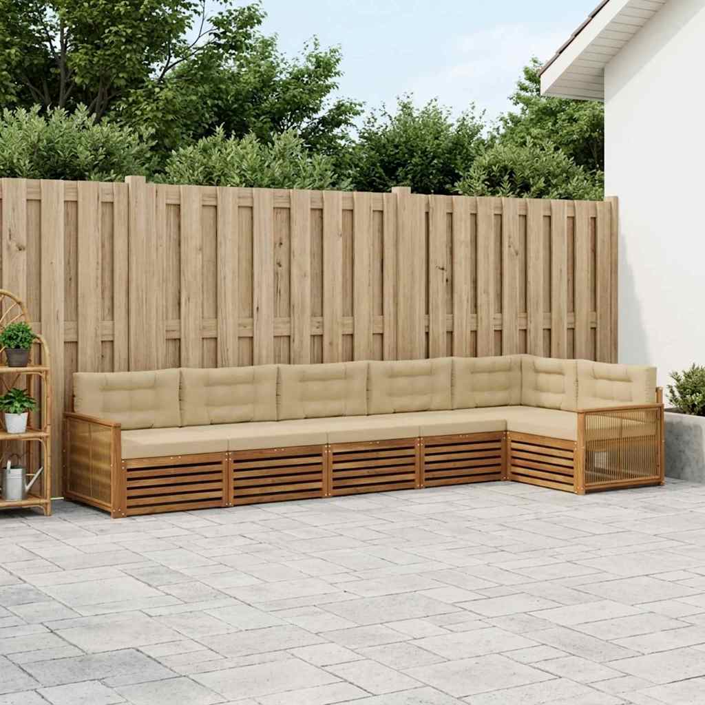 Outdoor-Sofagarnitur mit Kissen 6 pcs Natur und Beige