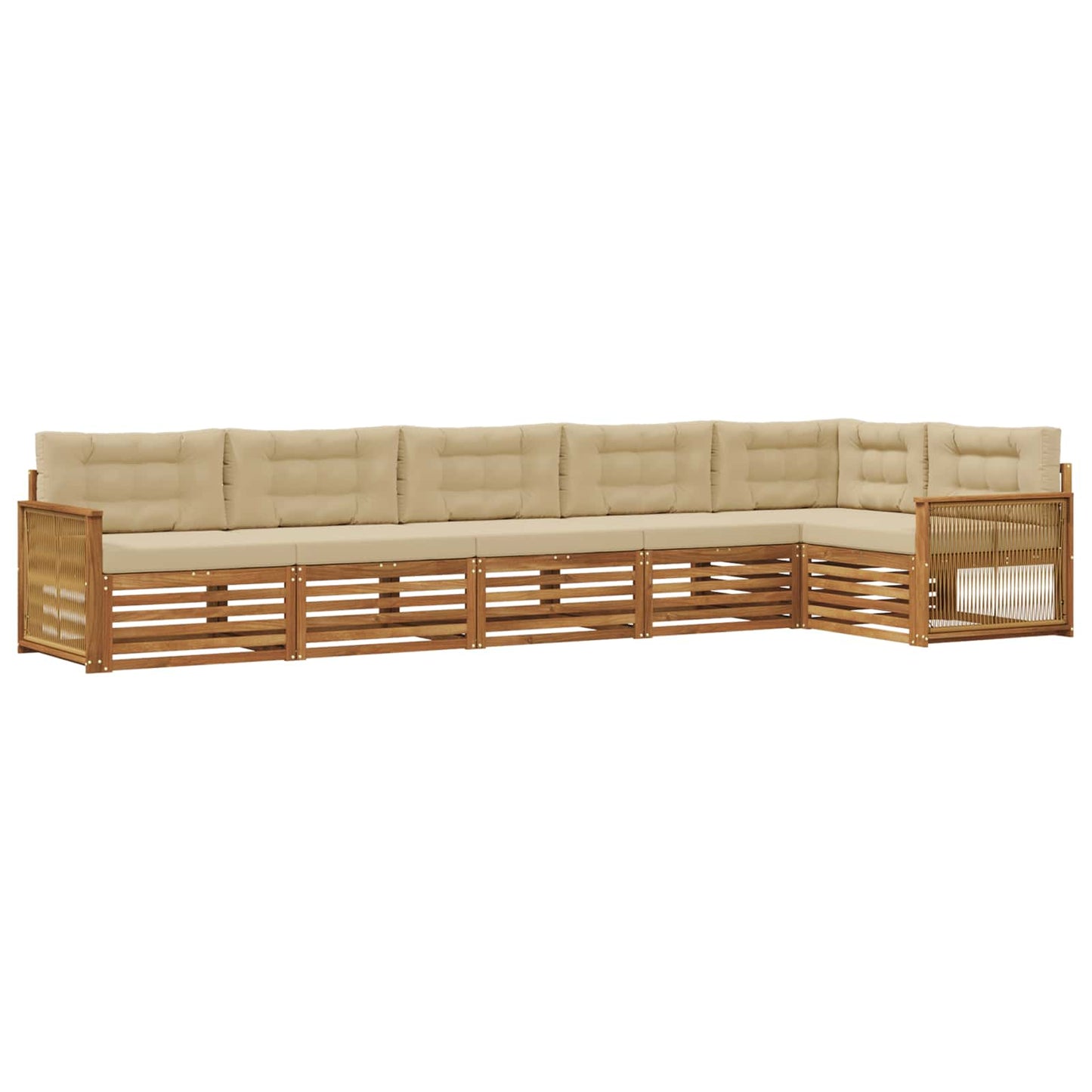 Outdoor-Sofagarnitur mit Kissen 6 pcs Natur und Beige