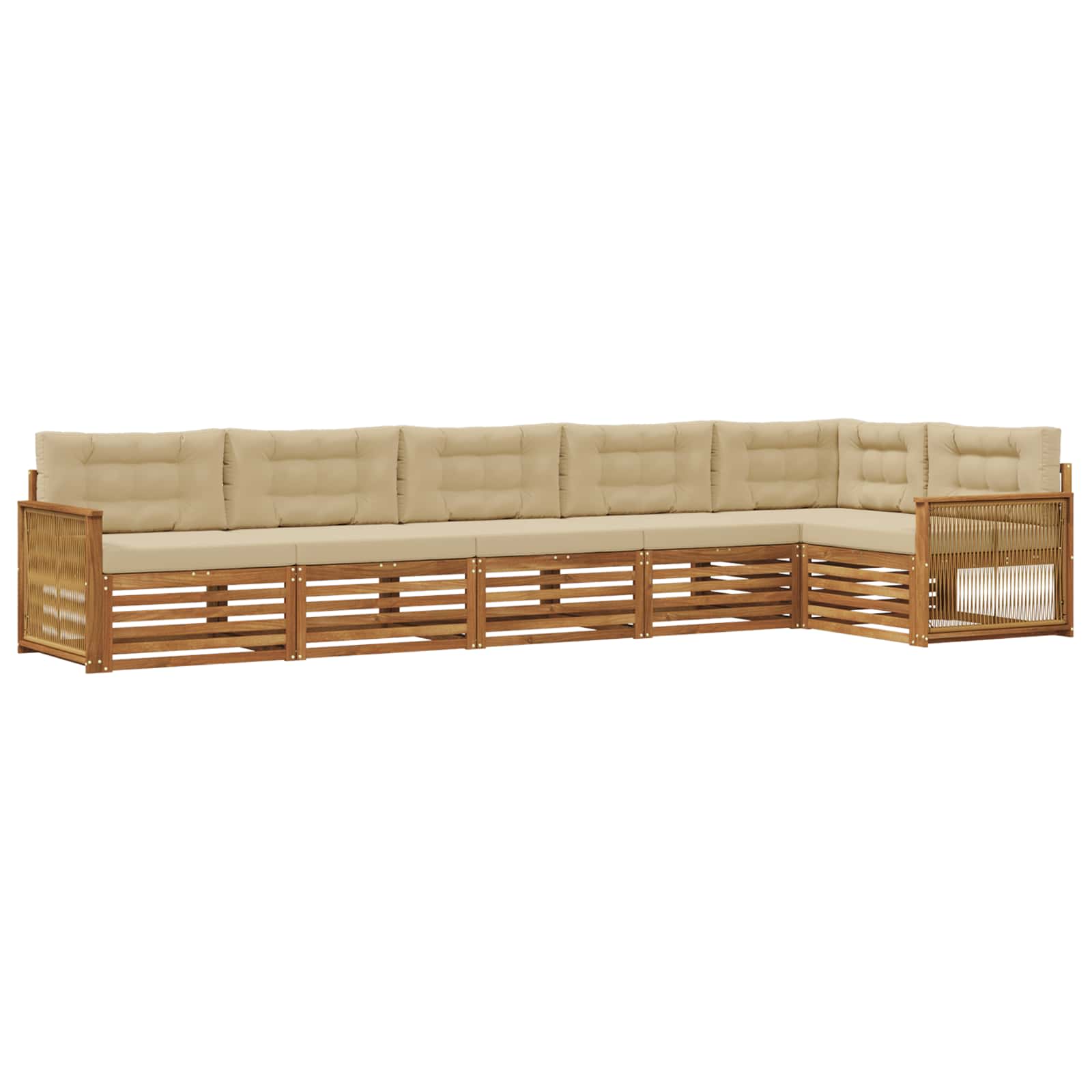 Outdoor-Sofagarnitur mit Kissen 6 pcs Natur und Beige