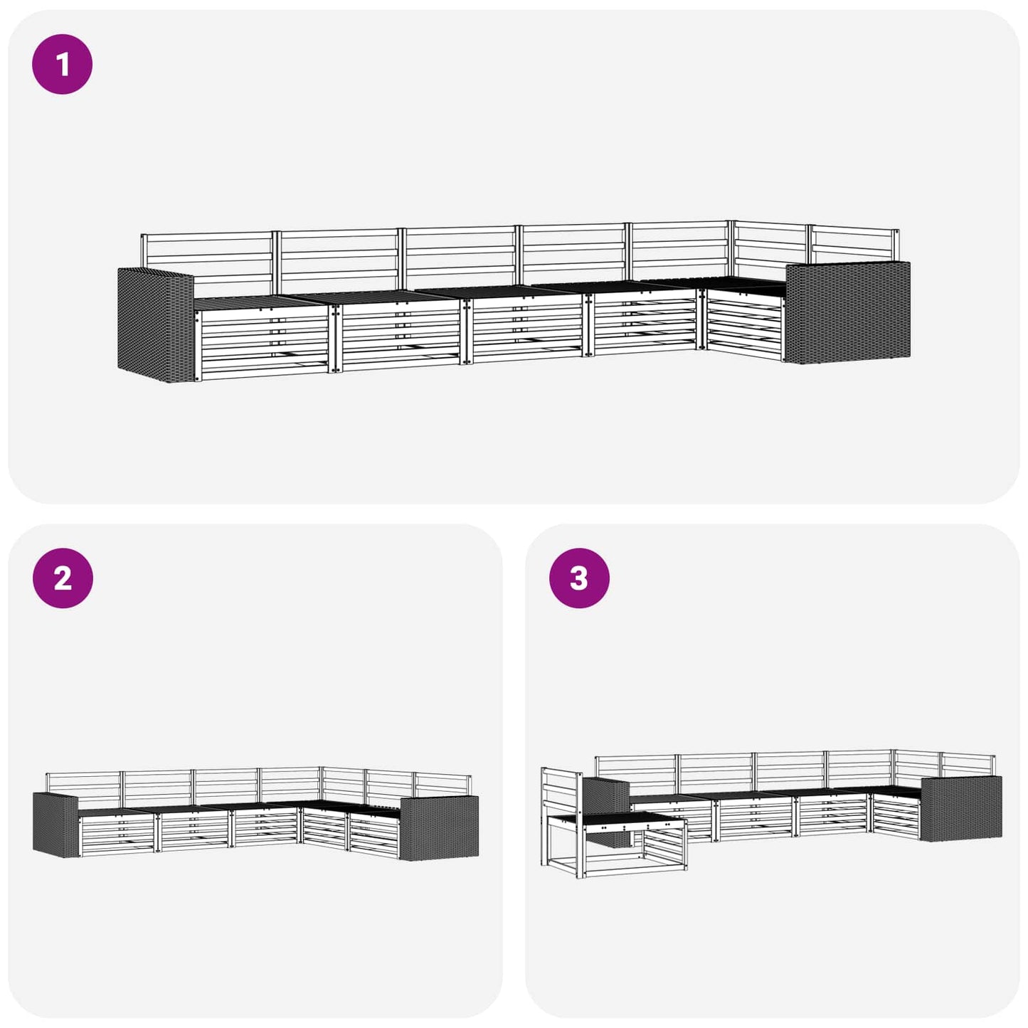Outdoor-Sofagarnitur 6 pcs Natur 402 x 172,5 x 73 cm