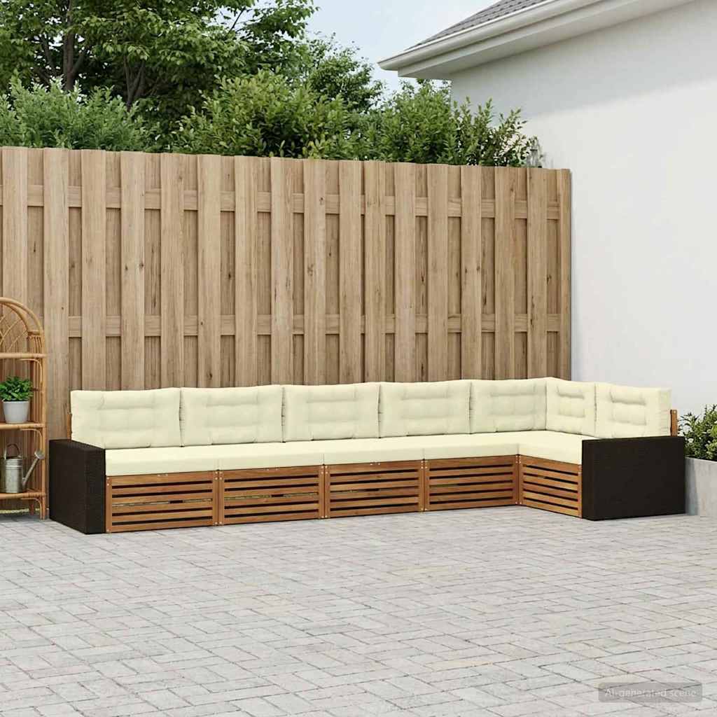 Outdoor-Sofagarnitur 6 stk. Natur und Creme Polyester