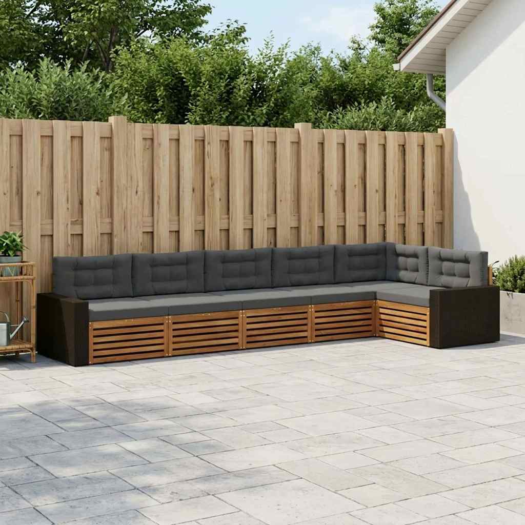 Outdoor-Sofagarnitur 6 stk. Natur und Anthrazit Polyester