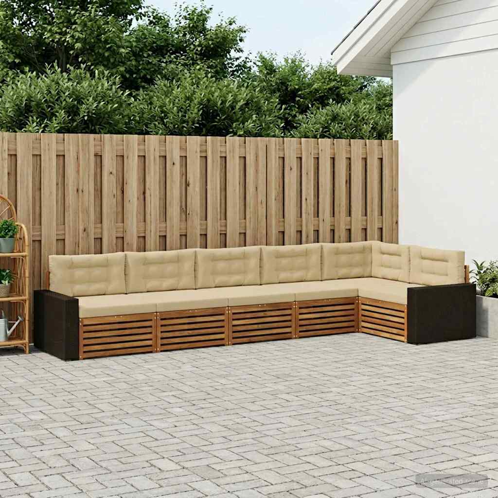 Outdoor-Sofagarnitur 6 pcs Natur und Beige 402 x 172,5 x 73 cm