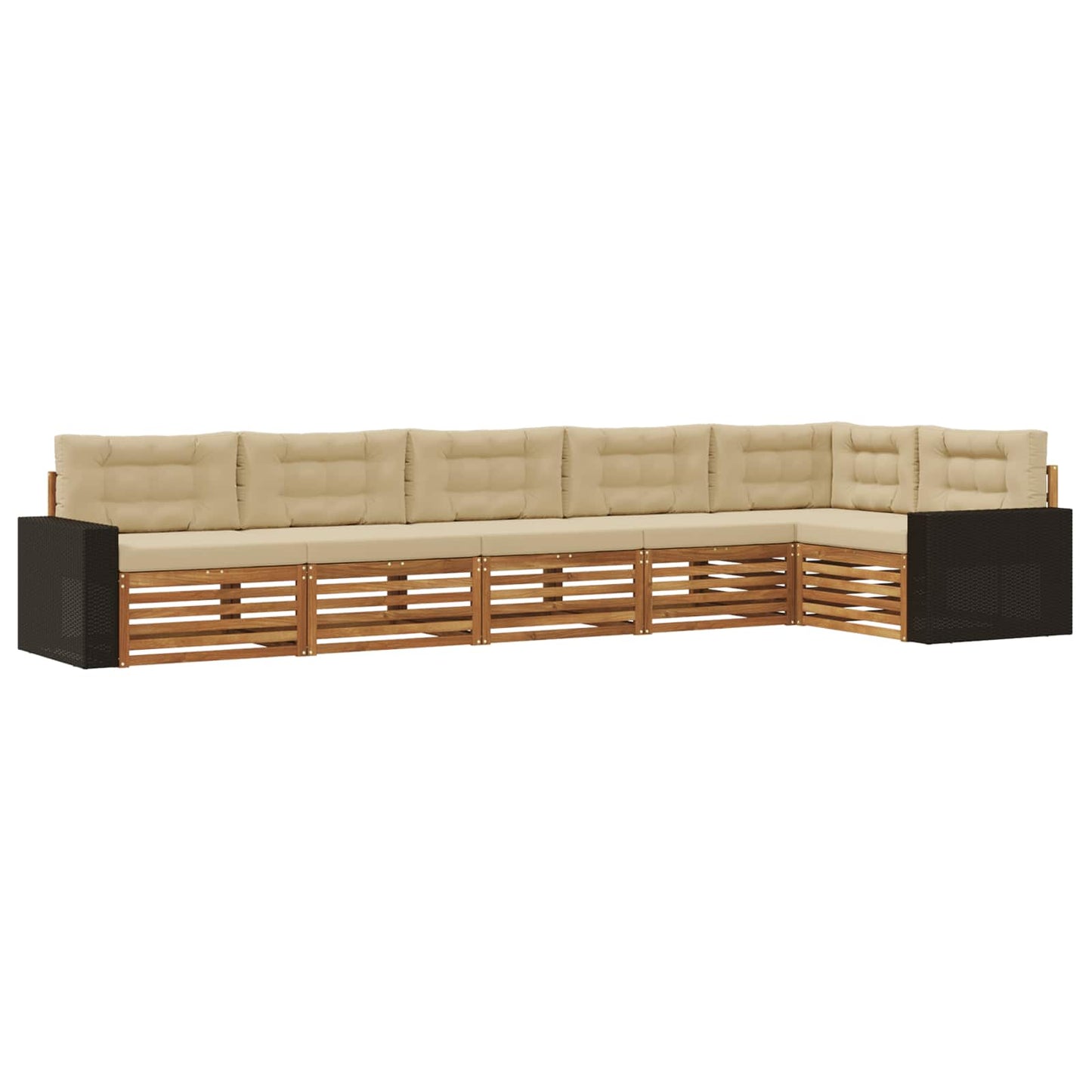 Outdoor-Sofagarnitur 6 pcs Natur und Beige 402 x 172,5 x 73 cm