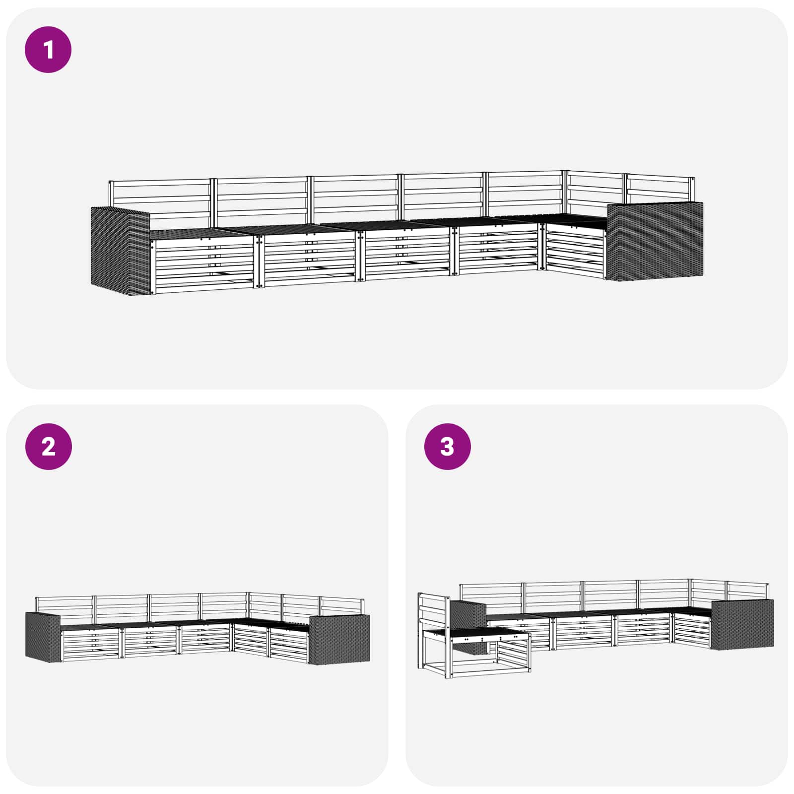 Outdoor-Sofagarnitur 6 pcs Natur 402 x 172,5 x 73 cm