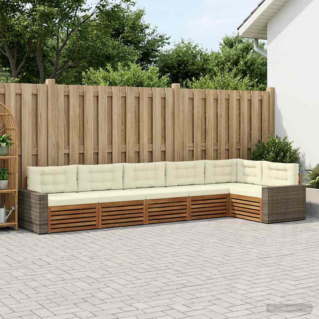 Outdoor-Sofagarnitur 6 stk. Natur und Creme Polyester