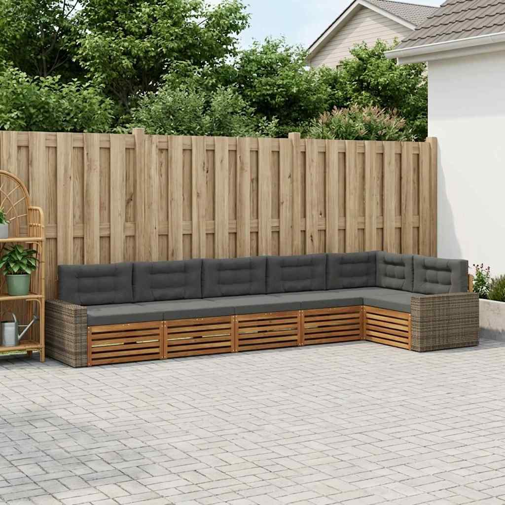Outdoor-Sofagarnitur 6 pcs Natur und Anthrazit