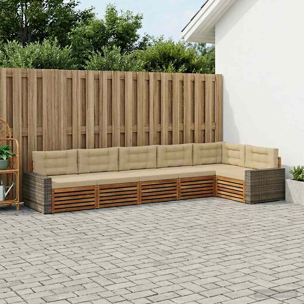 Outdoor-Sofagarnitur 6 pcs Natur und Beige 402 x 172,5 x 73 cm