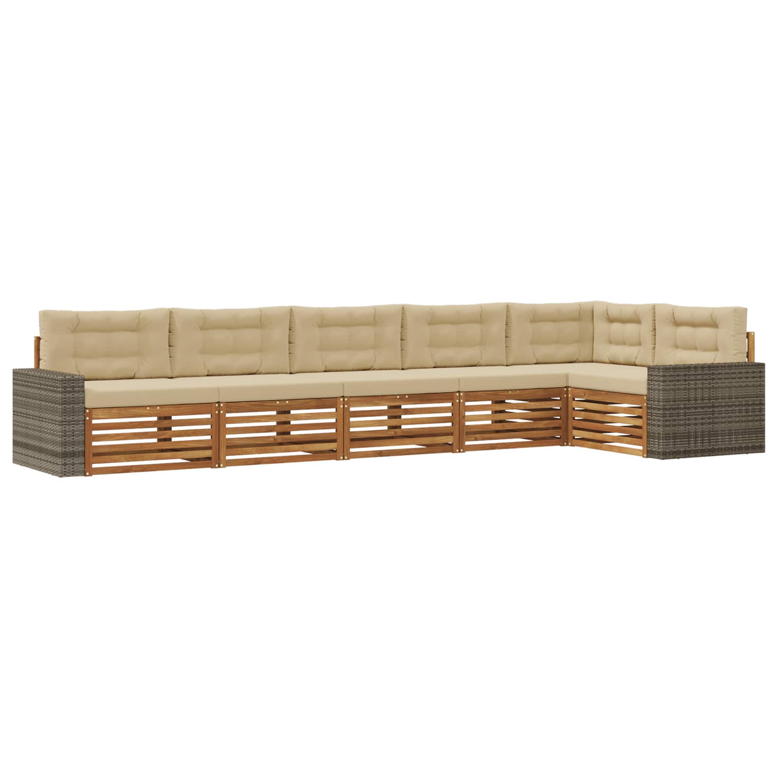 Outdoor-Sofagarnitur 6 pcs Natur und Beige 402 x 172,5 x 73 cm
