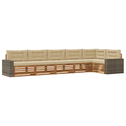 Outdoor-Sofagarnitur 6 stk. Natur und Beige Polyester