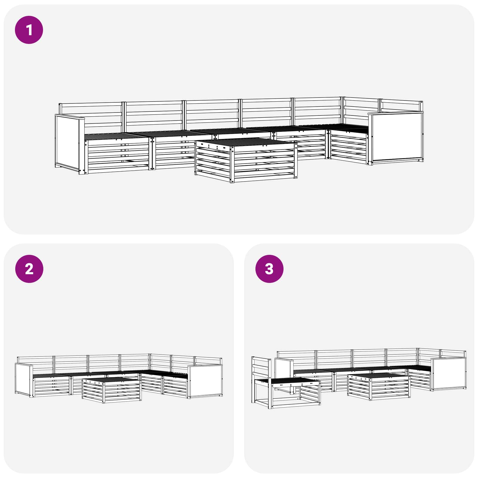 Outdoor-Sofagarnitur 7 pcs Natur 79 x 79 x 37 cm