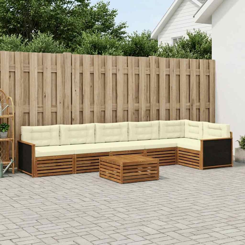 Outdoor-Sofagarnitur 7 stk. Natur und Creme Polyester