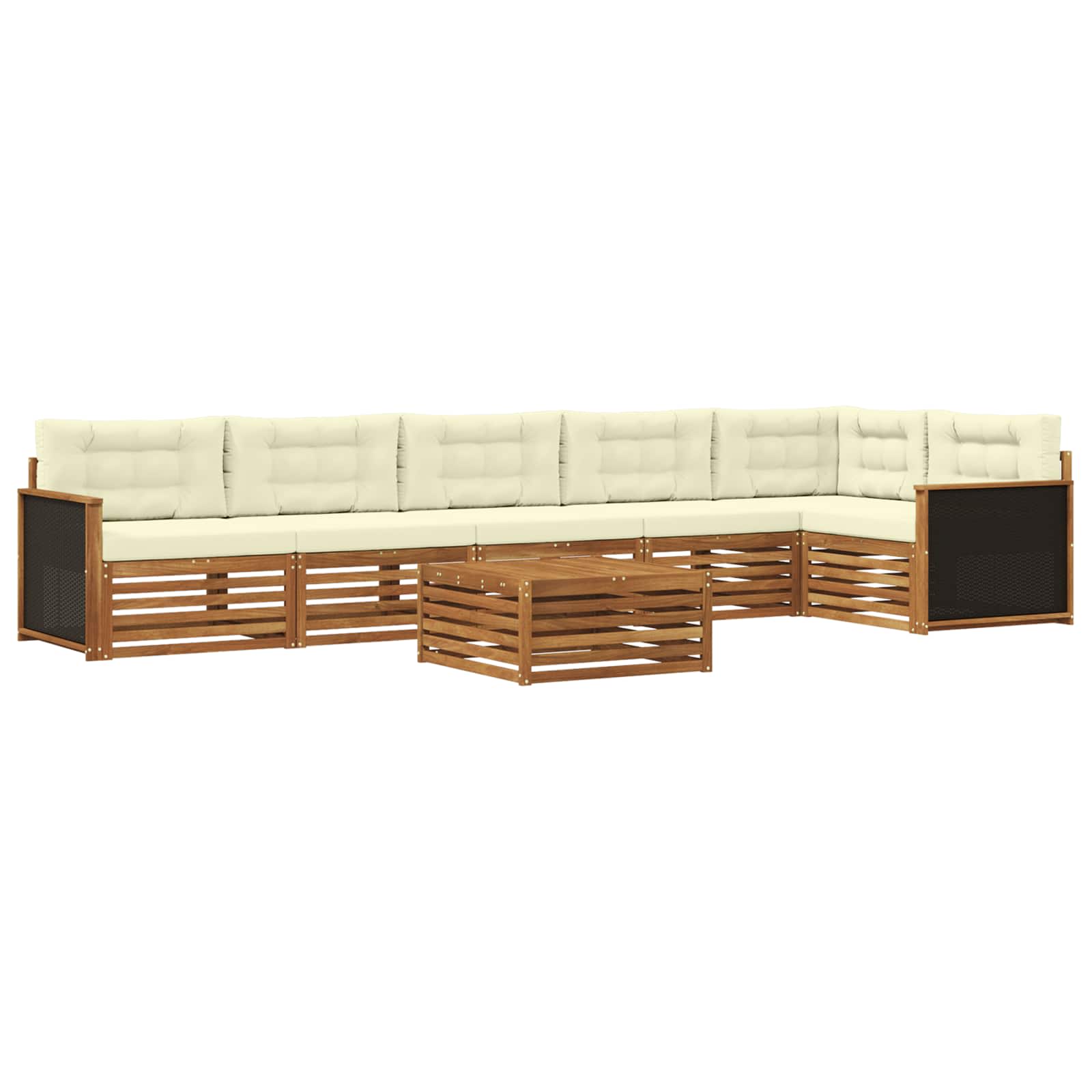 Outdoor-Sofagarnitur 7 stk. Natur und Creme Polyester