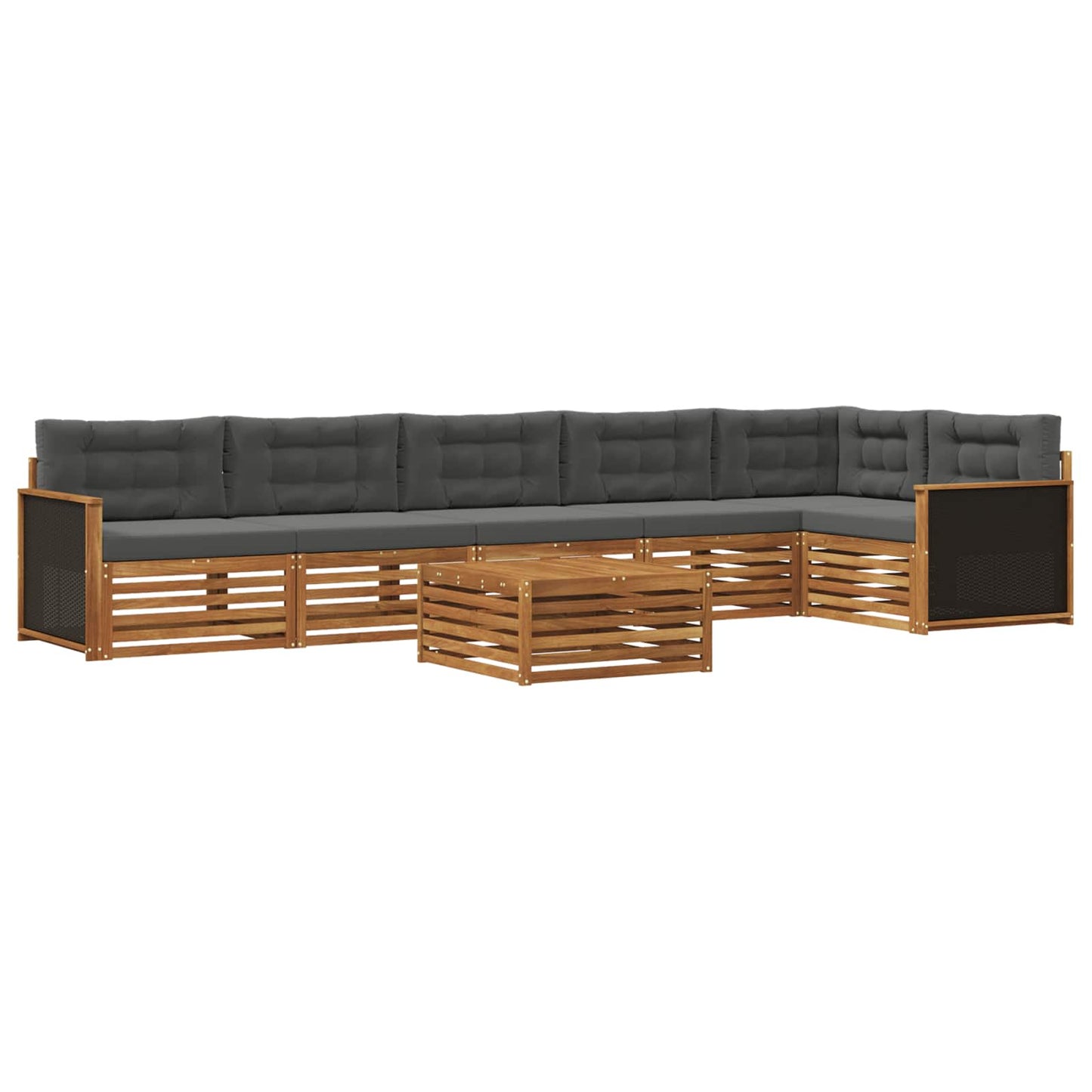Outdoor-Sofagarnitur 7 stk. Natur und Anthrazit Polyester