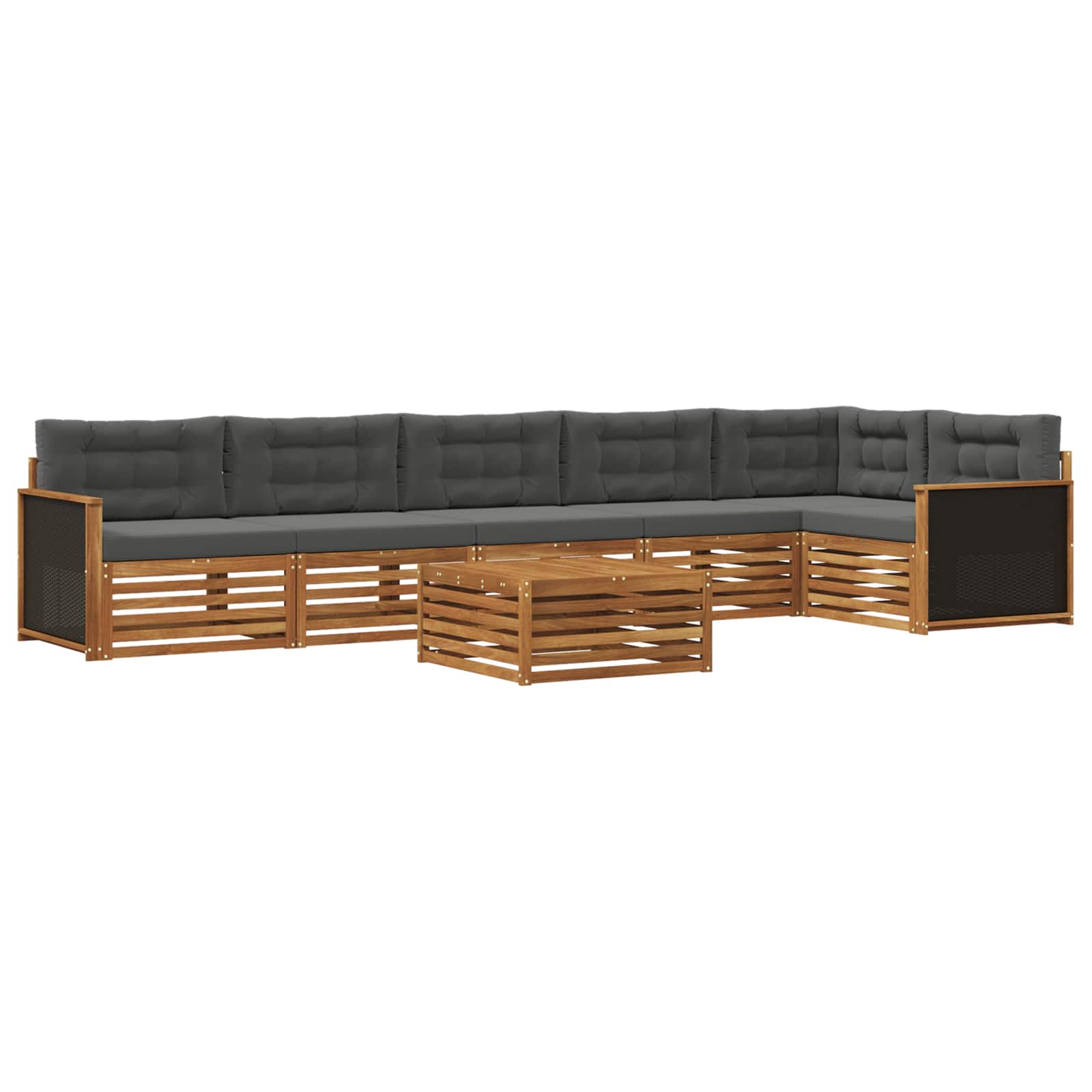 Outdoor-Sofagarnitur 7 stk. Natur und Anthrazit Polyester