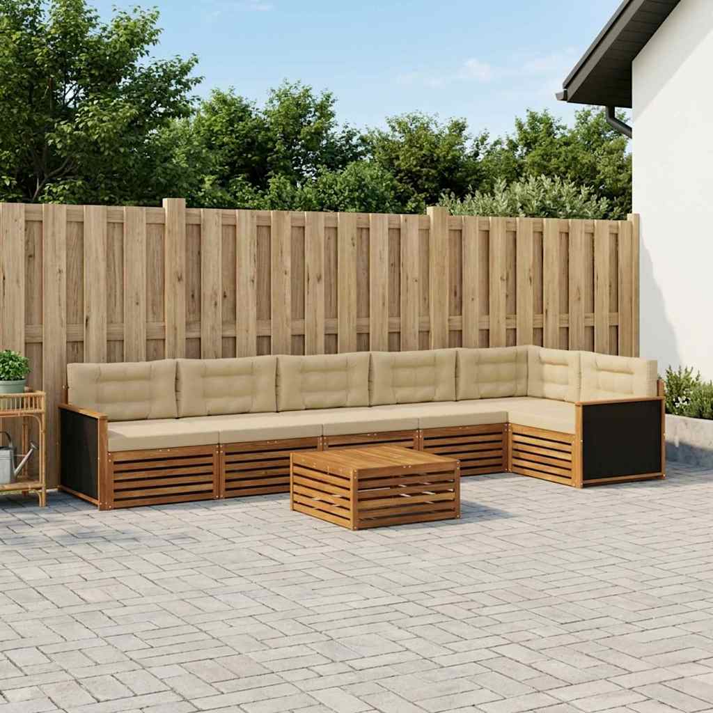 Outdoor-Sofagarnitur 7 pcs Natur und Beige 79 x 79 x 37 cm