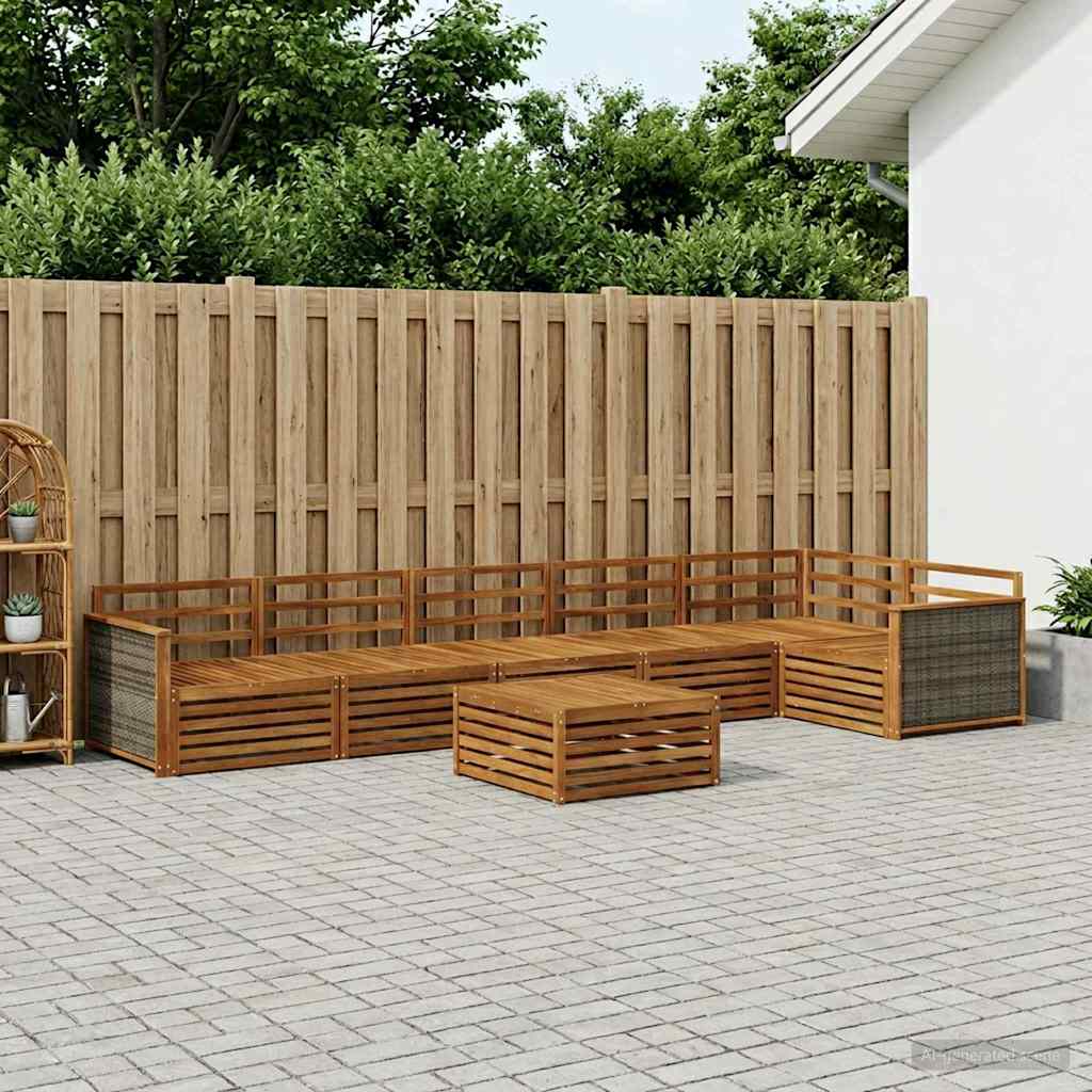 Outdoor-Sofagarnitur 7 pcs Natur Massivholz Akazie