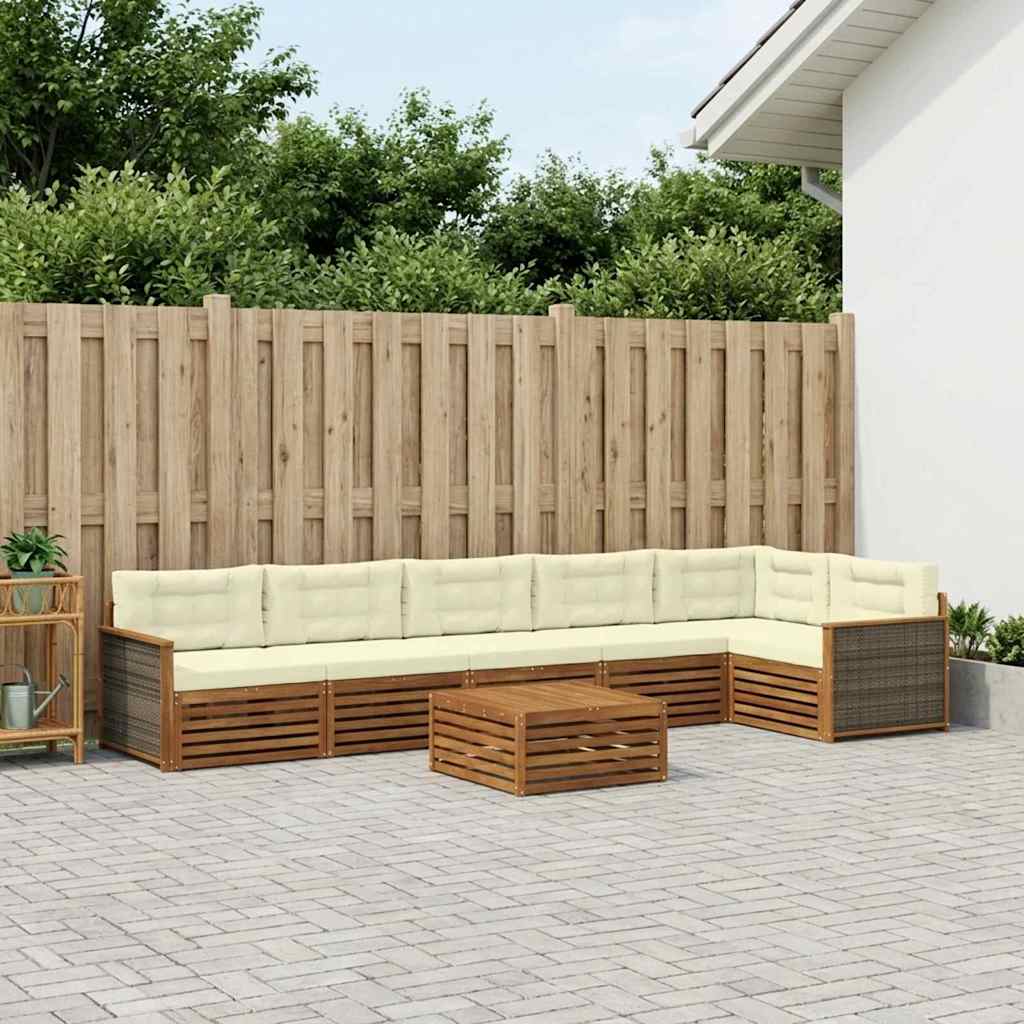 Outdoor-Sofagarnitur 7 stk. Natur und Creme