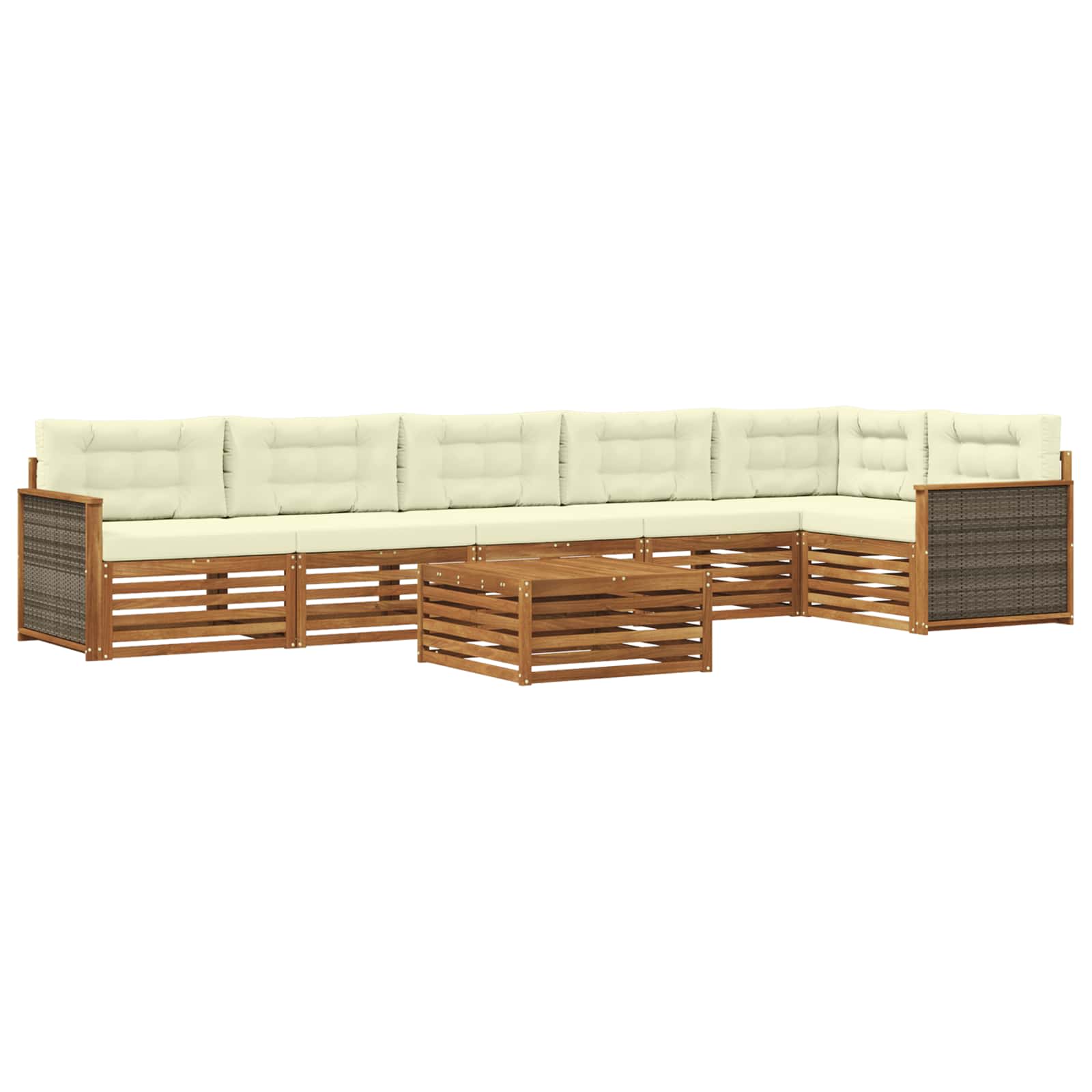 Outdoor-Sofagarnitur 7 stk. Natur und Creme
