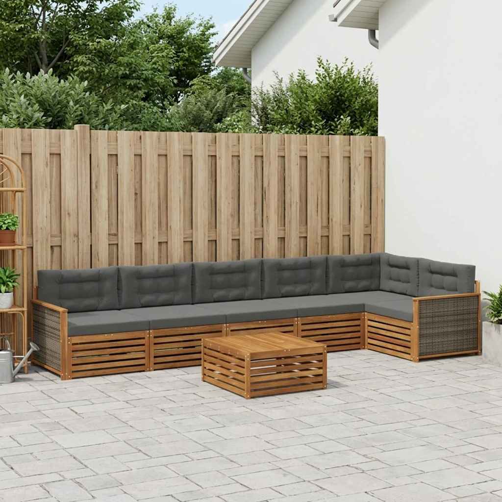 Outdoor-Sofagarnitur 7 stk. Natur und Anthrazit