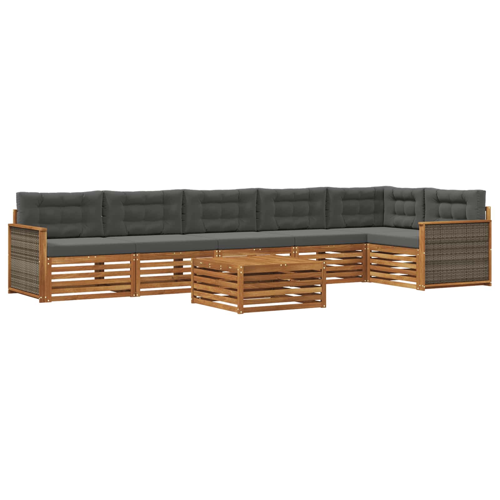 Outdoor-Sofagarnitur 7 stk. Natur und Anthrazit