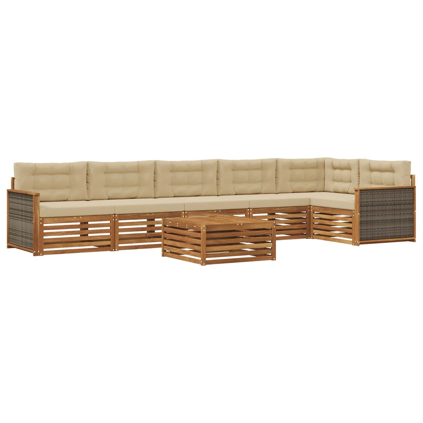 Outdoor-Sofagarnitur mit Kissen 7 pcs Natur und Beige