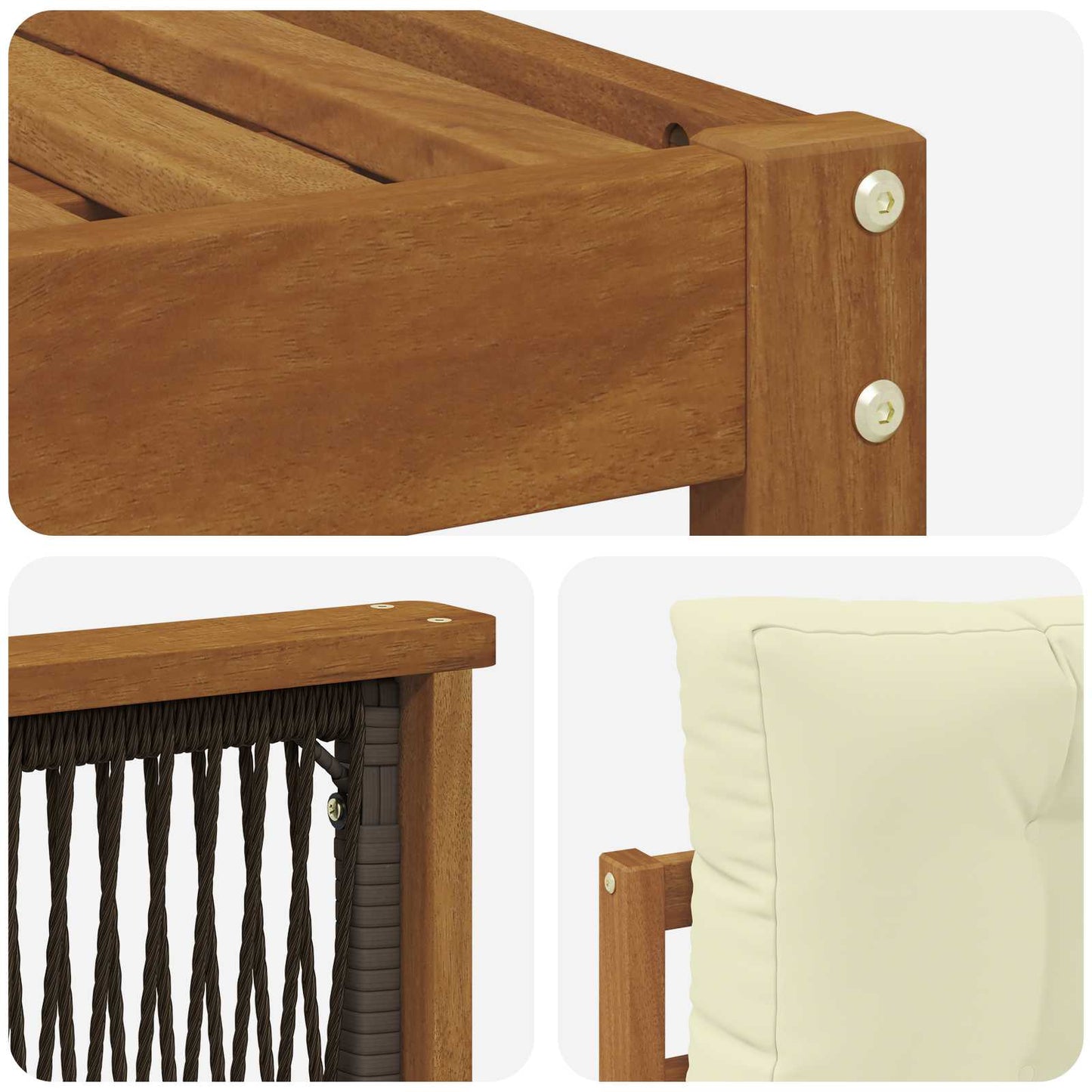 Outdoor-Sofagarnitur 7 stk. Natur und Creme
