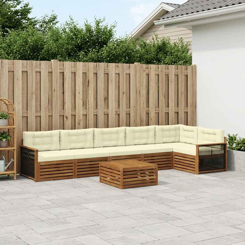 Outdoor-Sofagarnitur 7 stk. Natur und Creme