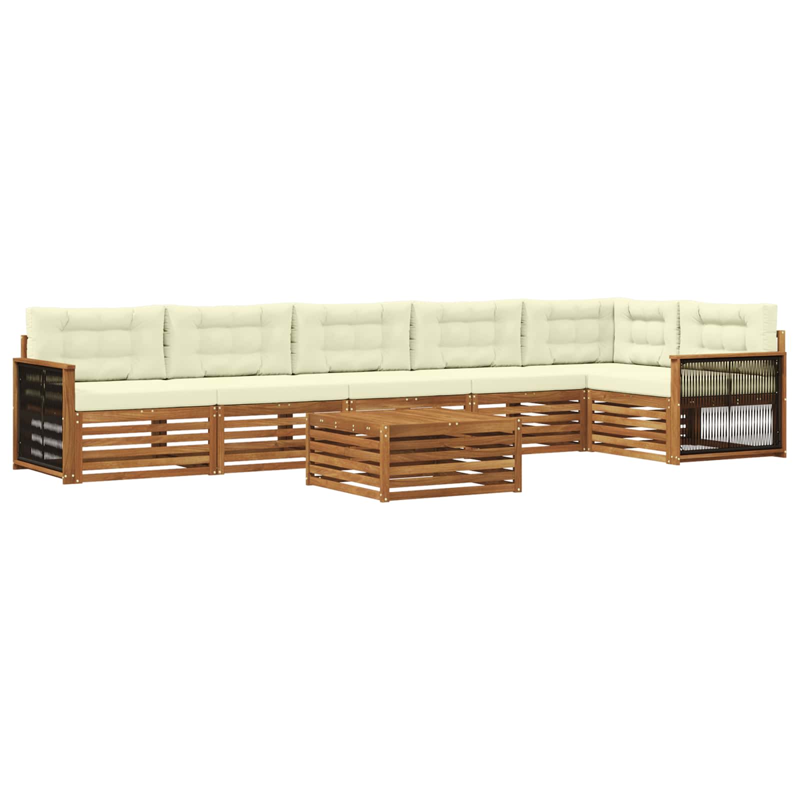 Outdoor-Sofagarnitur 7 stk. Natur und Creme