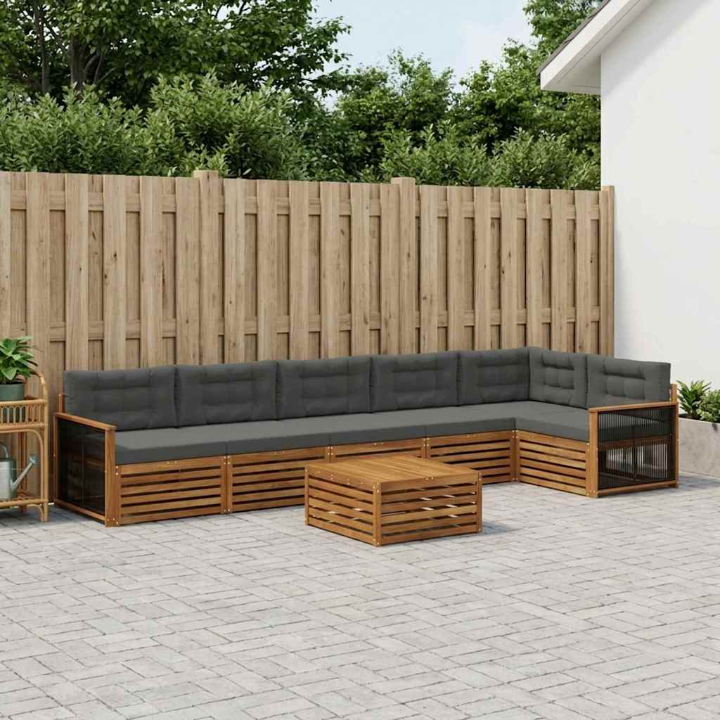 Outdoor-Sofagarnitur 7 stk. Natur und Anthrazit