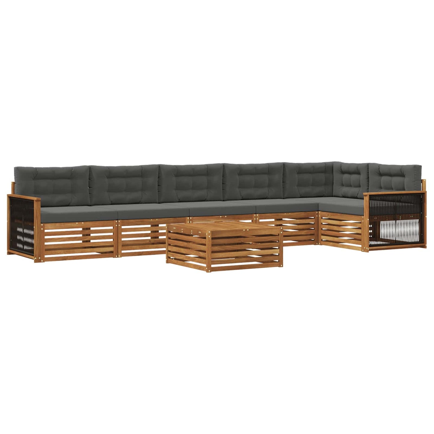 Outdoor-Sofagarnitur 7 stk. Natur und Anthrazit