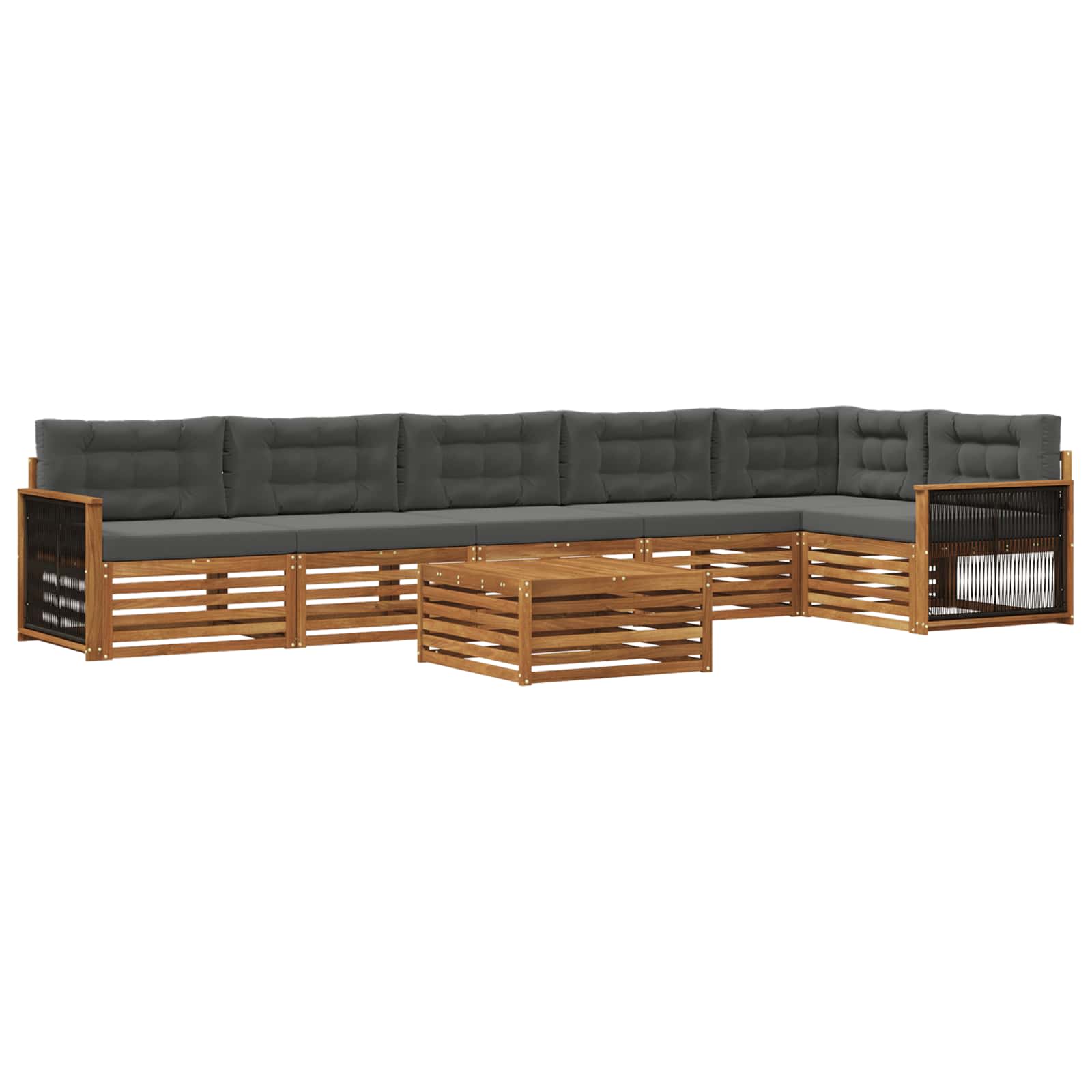 Outdoor-Sofagarnitur 7 stk. Natur und Anthrazit