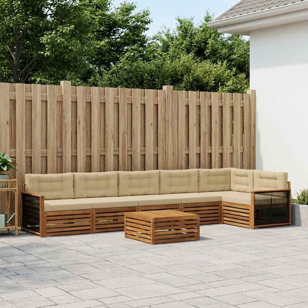 Outdoor-Sofagarnitur mit Kissen 7 pcs Natur und Beige