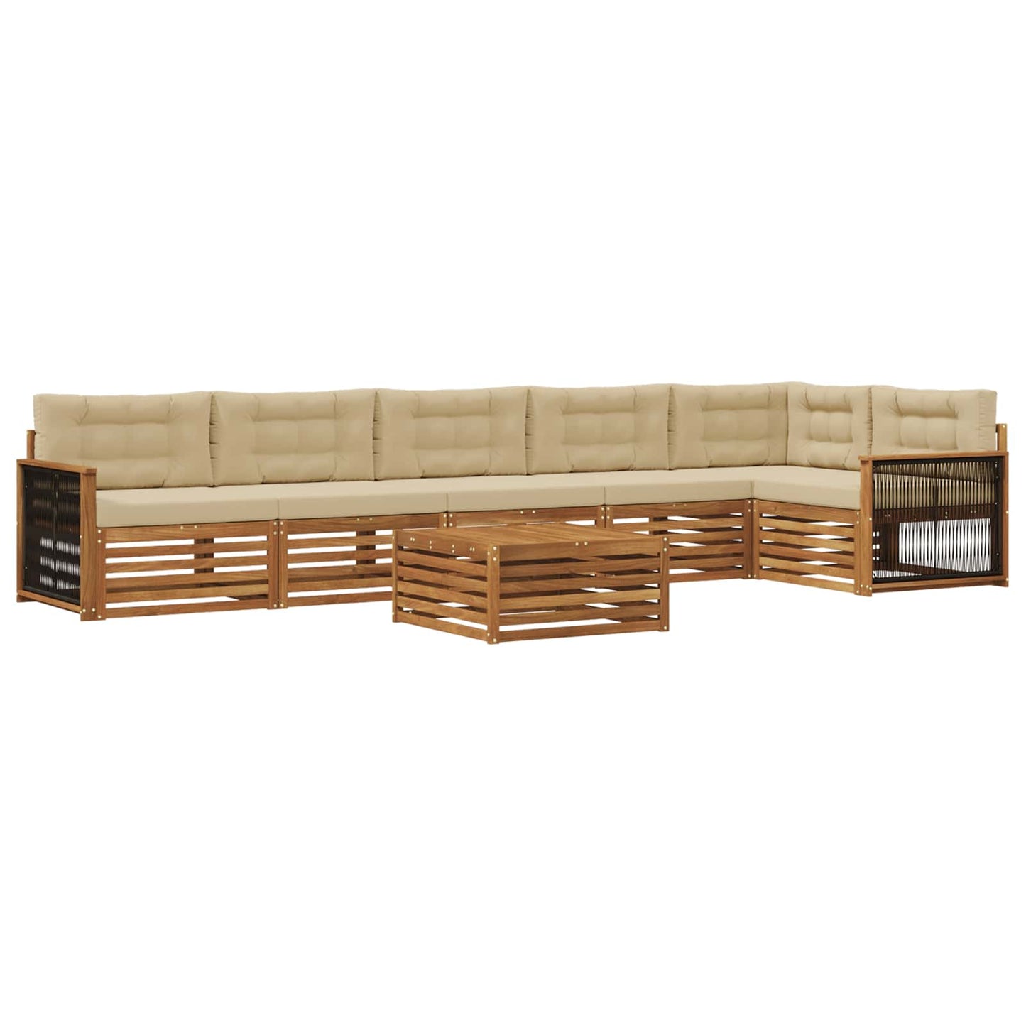 Outdoor-Sofagarnitur mit Kissen 7 pcs Natur und Beige